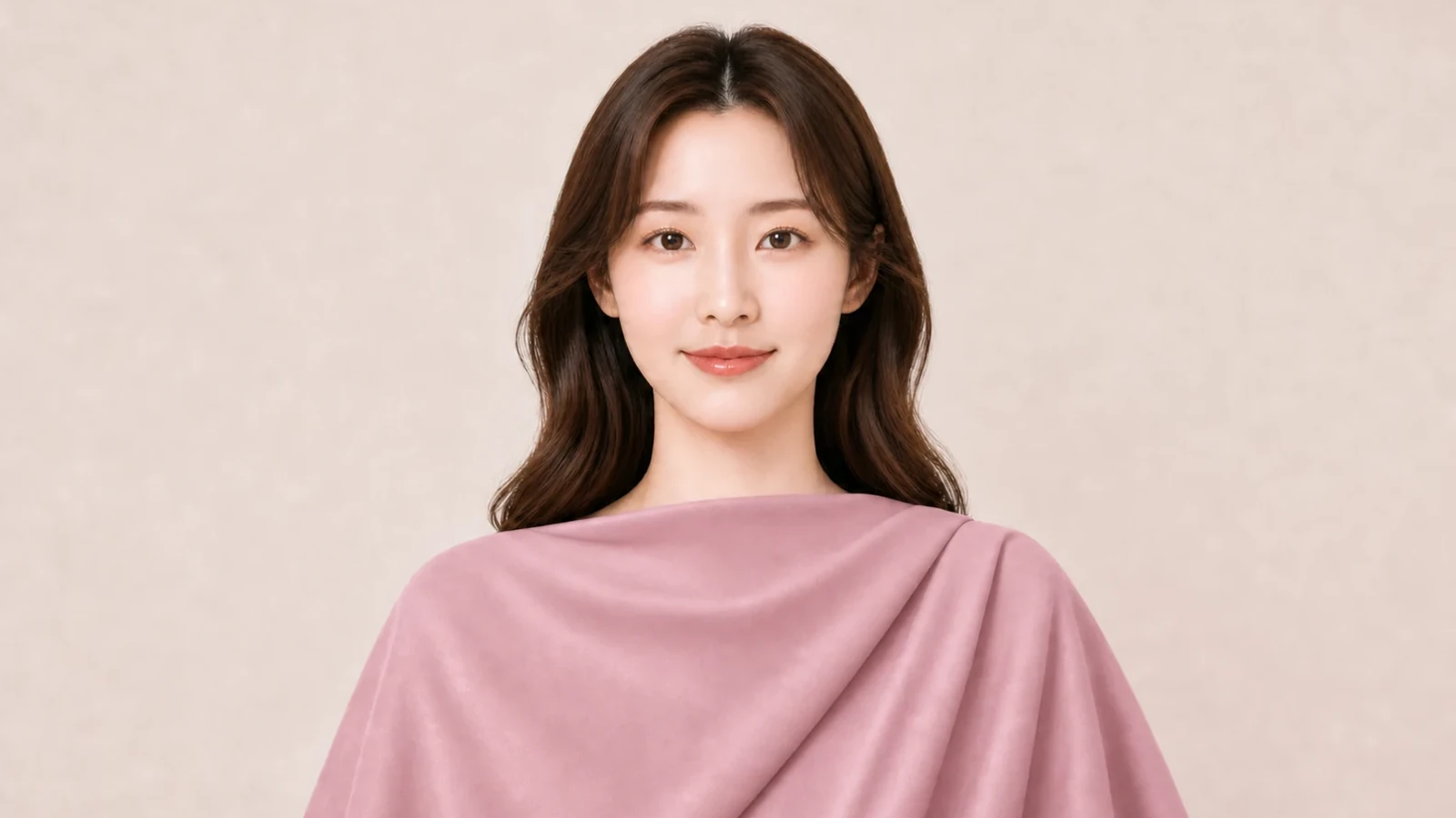 피글맵 고객용 퍼스널컬러 화면에서 더스티 핑크 드레이프 색상을 미리 비교하는 모델